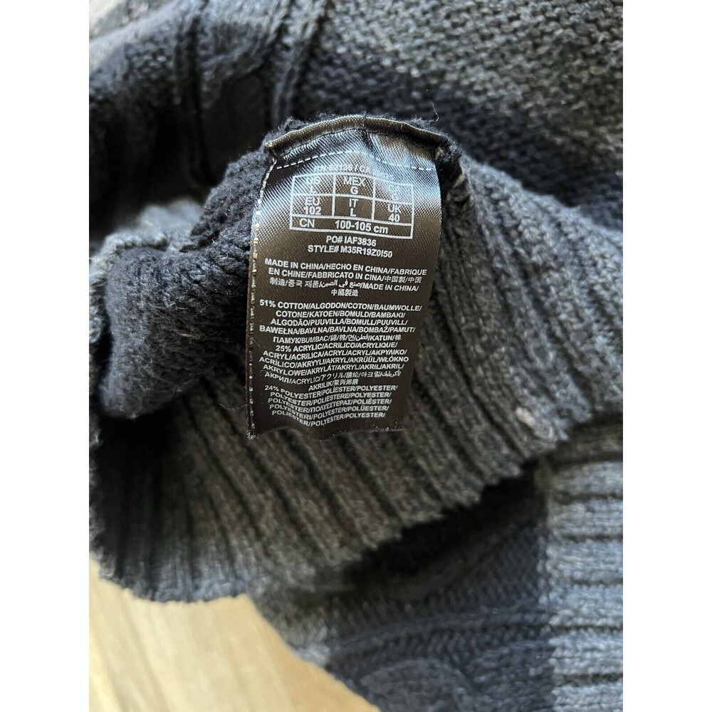 Guess LA Men Black/Gray Long Sleeve Button Up Cable Knit Sweater Cardigan Size L - Picture 4 of 9